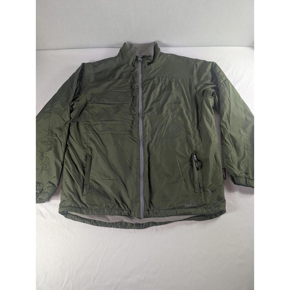 Cabela's Polartec Jacket Mens Large Tall Green Full Zip Fleece Lined Puffer